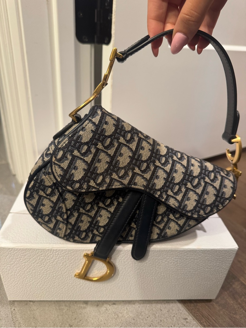 CHRISTIAN DIOR Oblique Mini Saddle Bag Blue